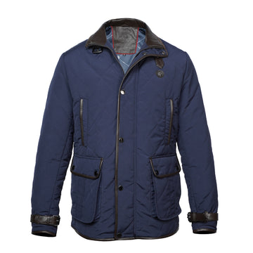 Contrasting Blue-Brown Puffer Coat Jacket by Brune & Bareskin