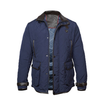 Contrasting Blue-Brown Puffer Coat Jacket by Brune & Bareskin