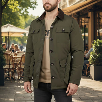 Premium Green Puffer Waist Belt Jacket