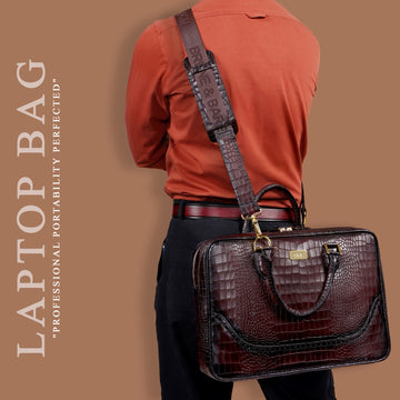 Dark Brown Laptop/Office Briefcase in Deep Cut Leather