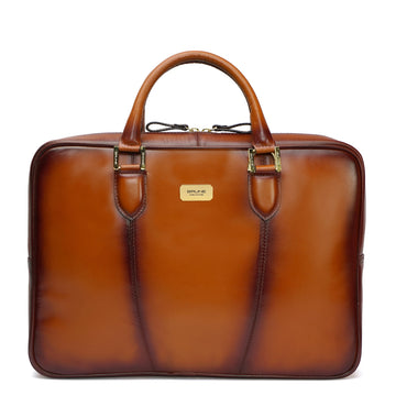 Tan Office Leather Briefcase