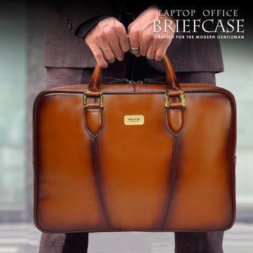 Tan Office Leather Briefcase