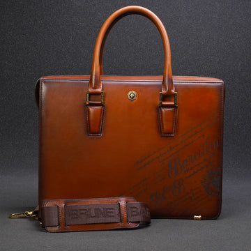 The Classic Number Lock Briefcase – Laser Engraved Leather Office Laptop Bag By Brune & Bareskin