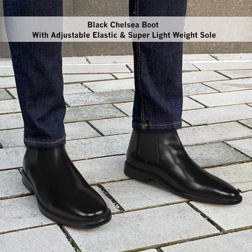 Black Leather Light Weight Chelsea Boots For Men By Brune & Bareskin
