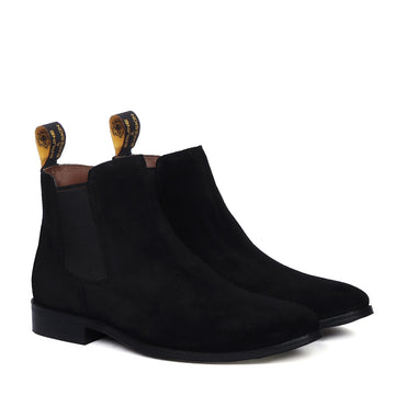 Black Suede Leather Chelsea Boots for Men