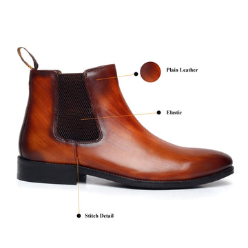 Tan Leather Hand Made Chelsea Boots For Men By Brune & Bareskin