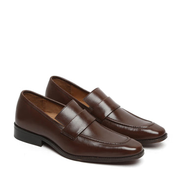 Brown Genuine Leather Loafers By Brune