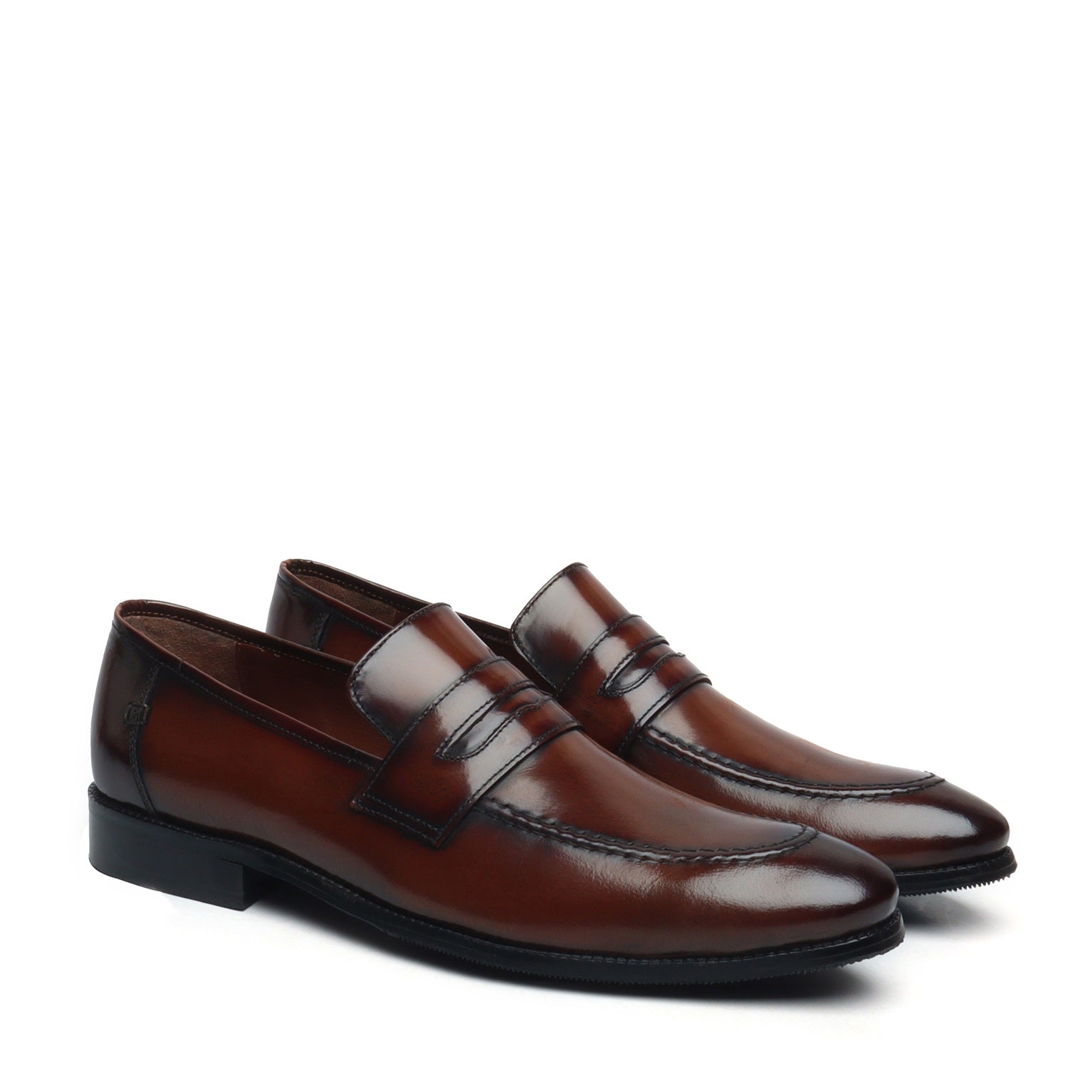 Brush Off Penny Loafers in Genuine Dark Brown Leather