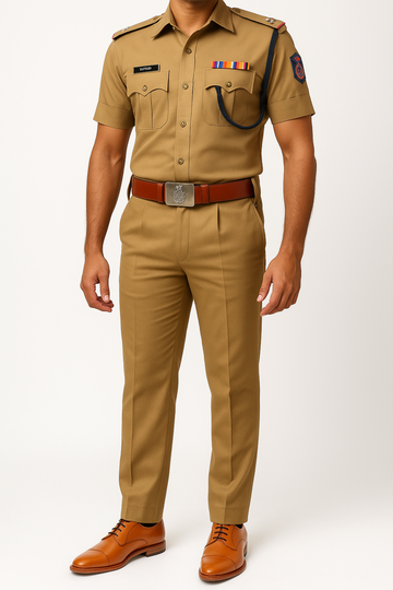 Police Uniform Shoes in Tan Leather with Leather Sole