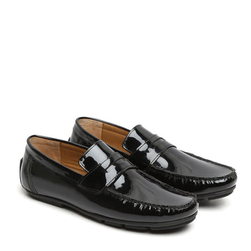 Patent Black Leather Loafers For Men By Brune & Bareskin