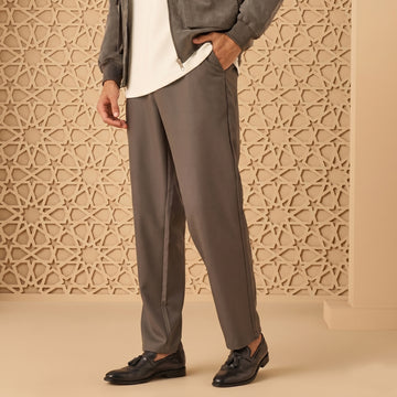 Grey Punching Brogue Medallion Toe Formal Tassel Slip-On Shoes