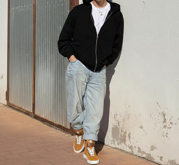 Mid-Top Sneakers in Camel Suede Leather Lace-Ups with Contrasting Leather Strap