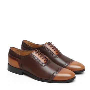 Brune & Bareskin Men Brown/Tan Plain Toe Dual Tone Leather Brogue