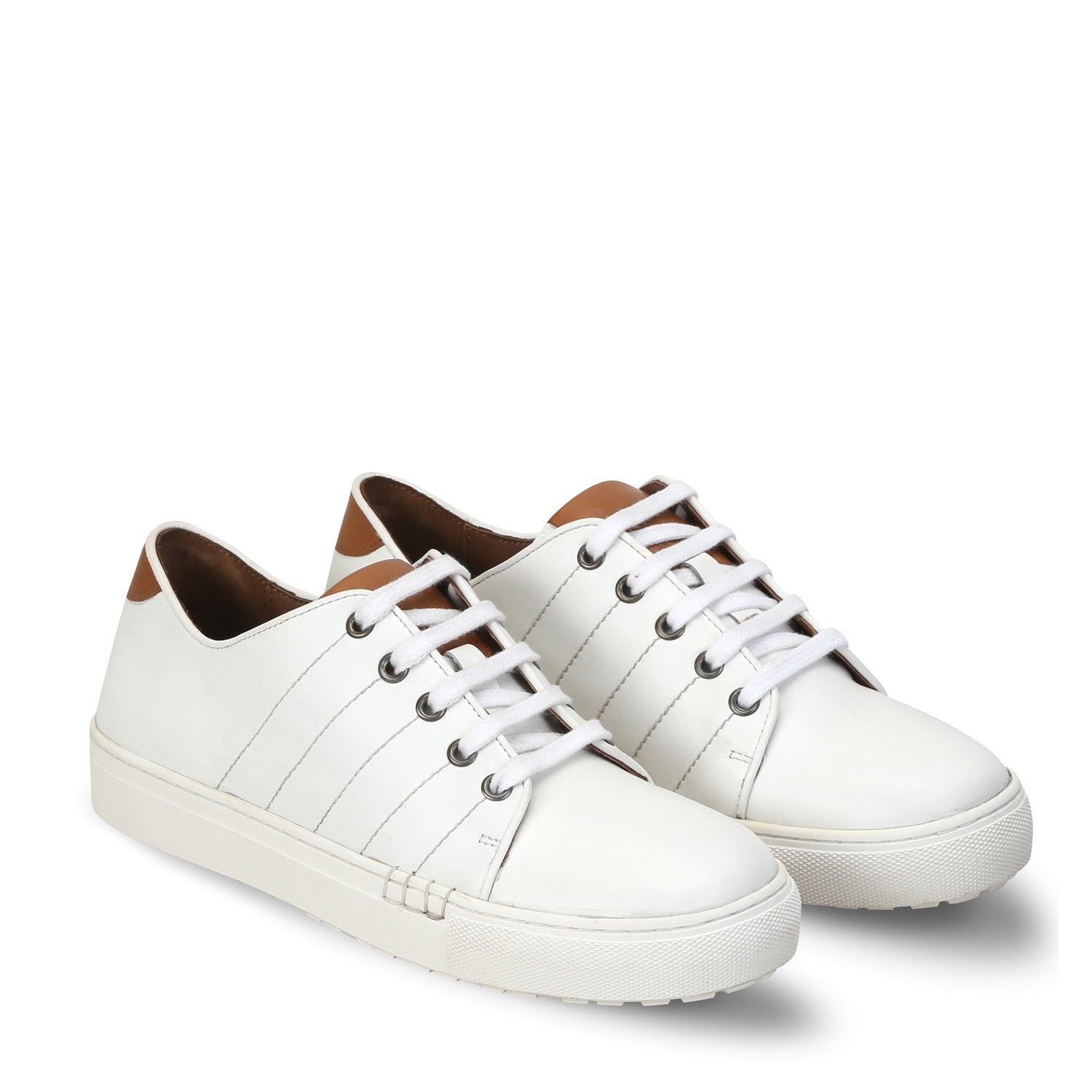 White With Tan Leather Detailing Men Sneakers By Brune & Bareskin