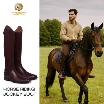 Stitched Zipper Horse Riding Jockey Shoes in Dark Brown Genuine Leather by Brune & Bareskin