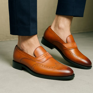 Tan Leather Sassy Slip-On Shoes For Men