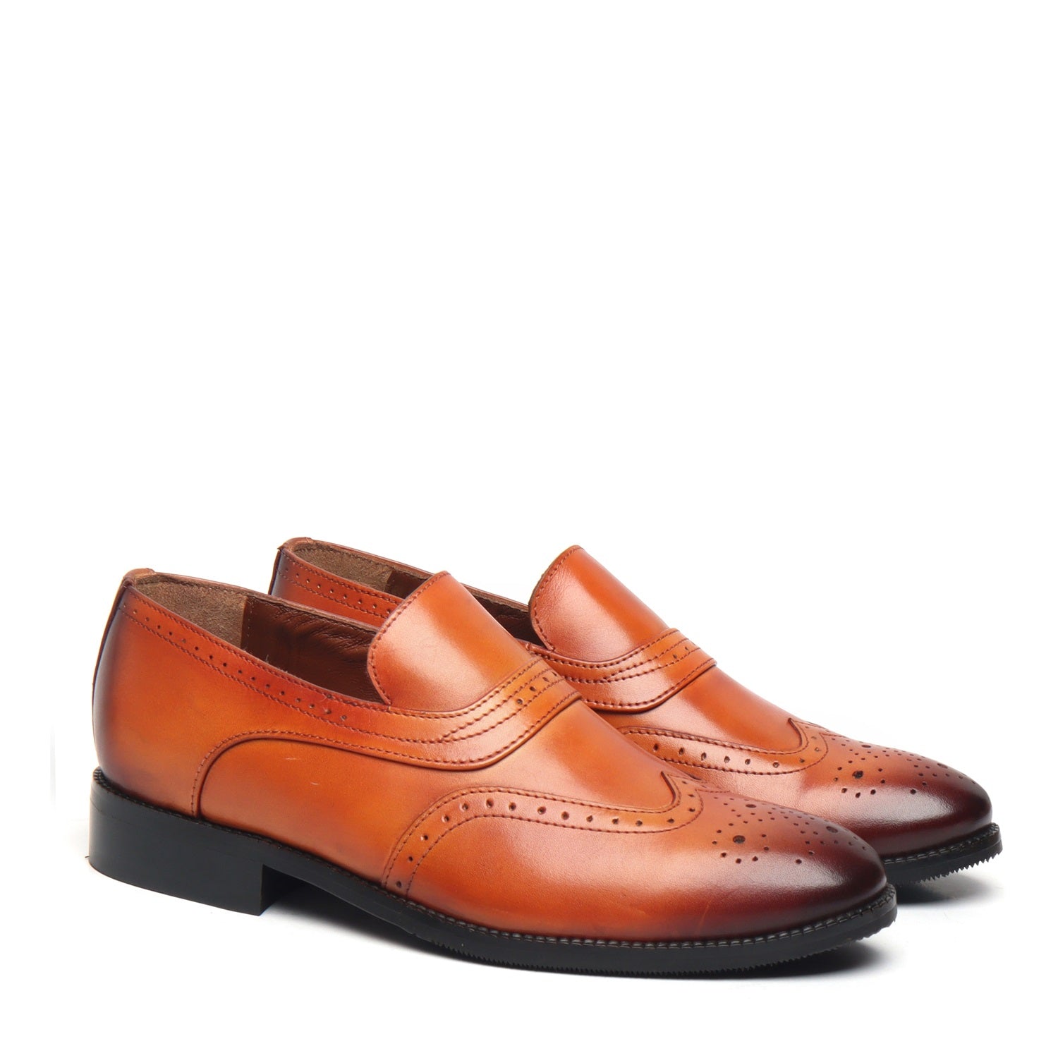 Tan Leather Sassy Slip-On Shoes For Men
