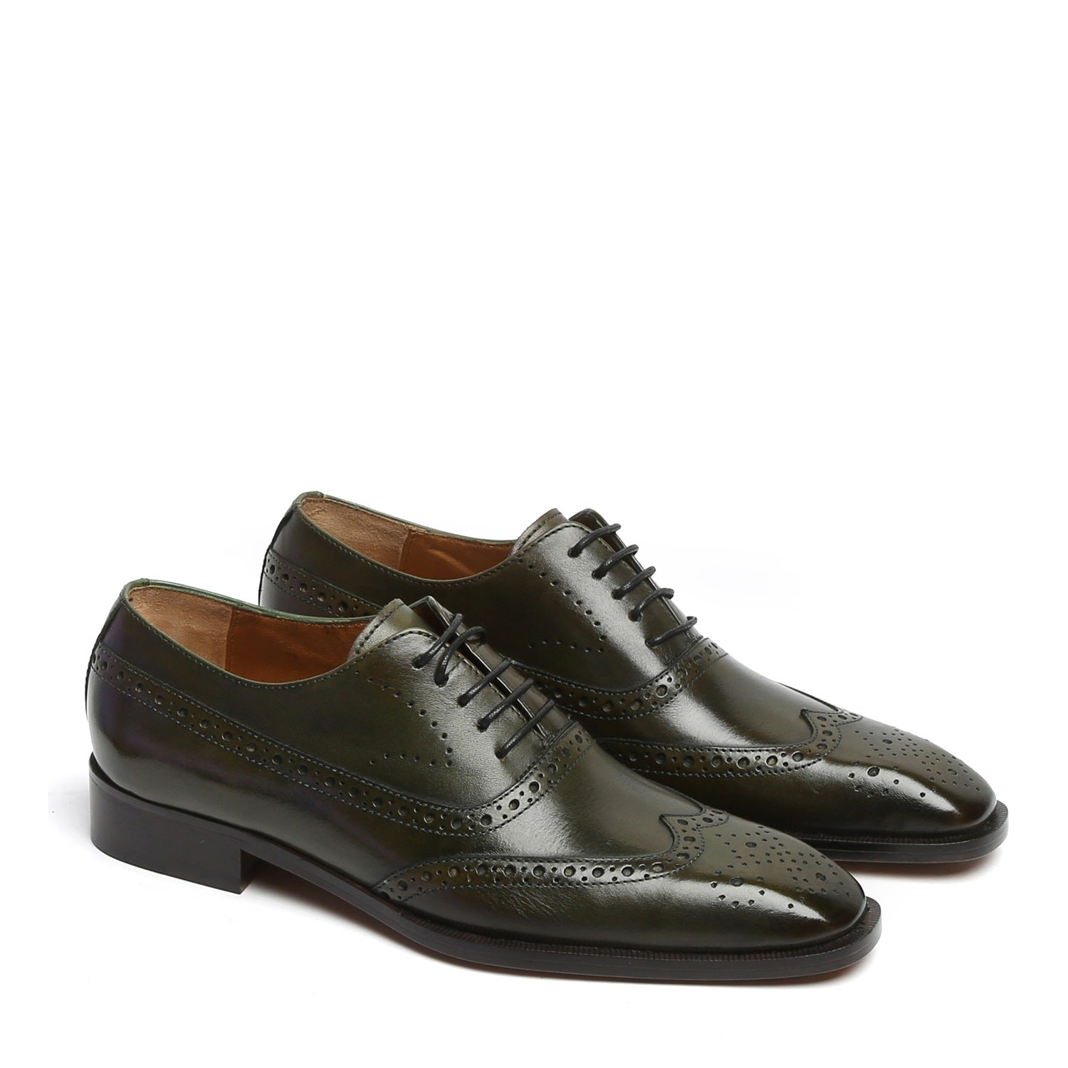 Olive Long Tail Brogue Leather Shoes By Brune & Bareskin