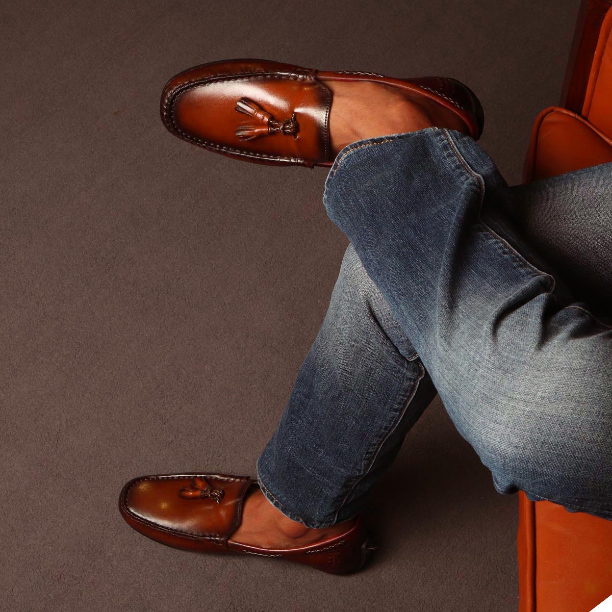 Jeans Brown Leather Loafers Tan Leather Tassel Moccasins Loafer