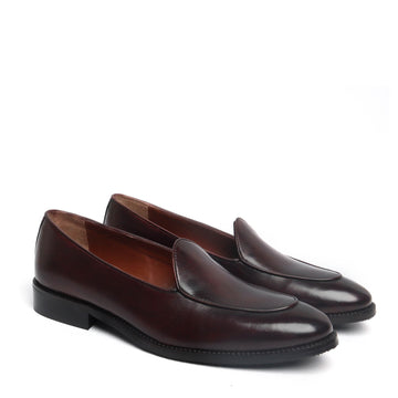 Dark Brown Leather Apron Toe New Mod Look Loafers by Brune & Bareskin