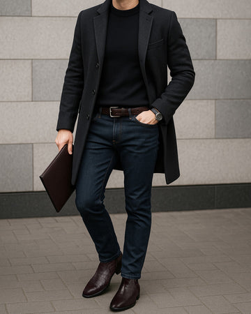 Dark Brown Deep Cut Croco Chelsea Boots For Men