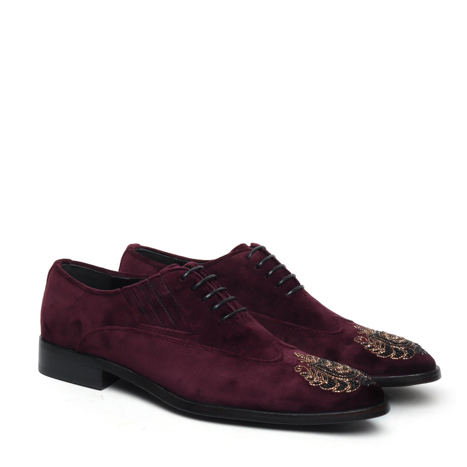 Zardosi Wingtip Purple Velvet Formal Shoes by Brune & Bareskin