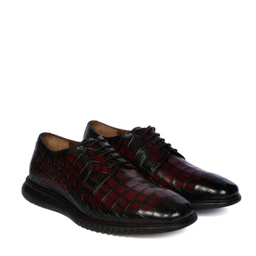 Smokey Finish Formal Shoes in Light-Weight with Oxford Lace-Up Deep Cut Leather