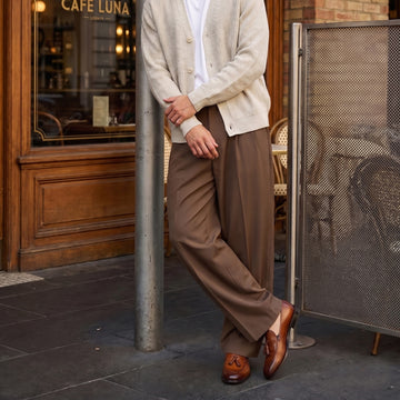 Tan Brushed Leather Tassel Formal Shoes