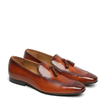 Tan Tassel Leather Shoes For Men By Brune & Bareskin