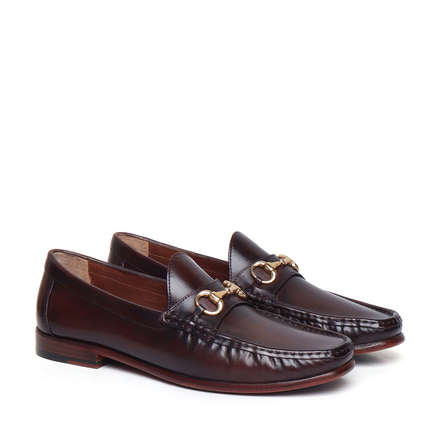 Brown Horse-bit With Leather Sole Loafers by Brune & Bareskin