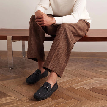Black StingRay Loafers with Horse-bit Buckle