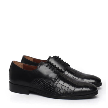 Black Deep Cut Leather Lace-Up Shoes by Brune & Bareskin