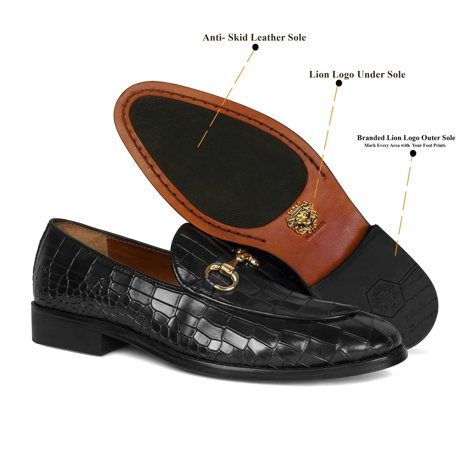 Black Full Deep Cut Leather Loafer With Horse-bit Buckle