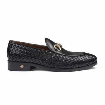 Hand-Woven Leather Horsebit Loafers