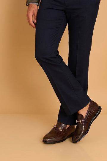 Light-Weight Loafer in Croco Textured Dark Brown Leather