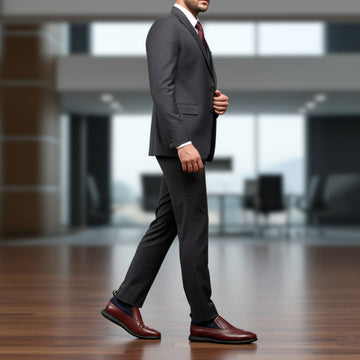 Wine Leather Blue Mesh Light Weight Slip-On Shoes