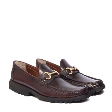Light Weight Chunky Sole Loafer in Dark Brown Leather