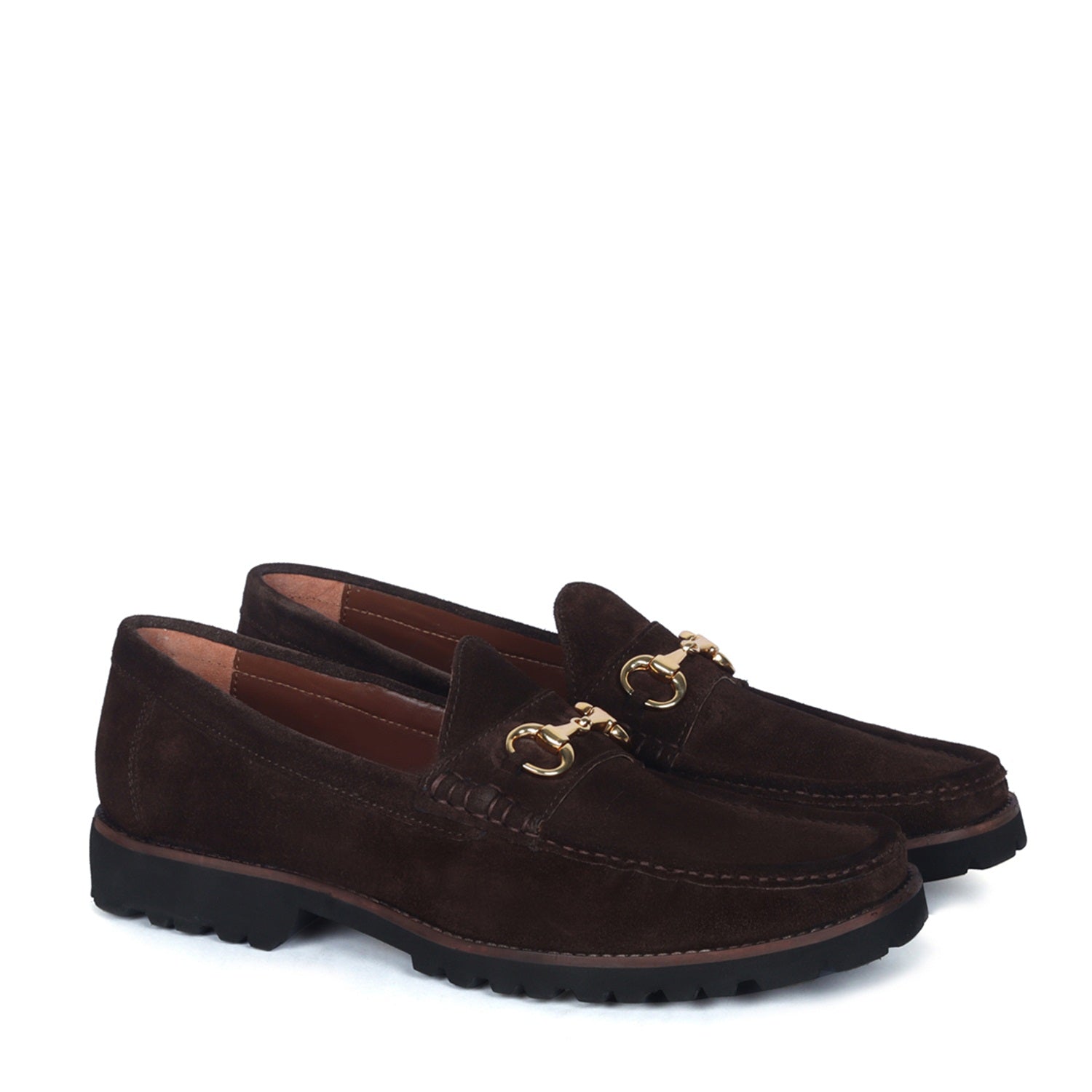 Dark Brown Chunky Sole in Suede Leather With Horse-bit Buckle