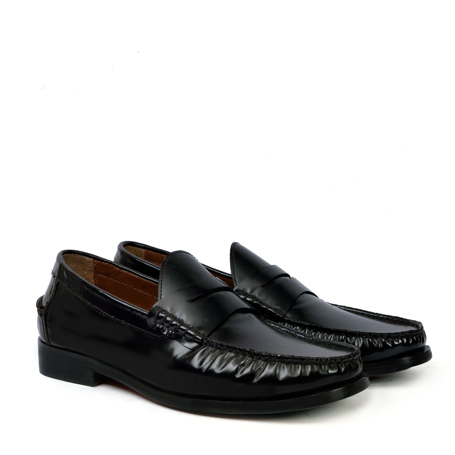 Stitched Loafer in Genuine Black Leather