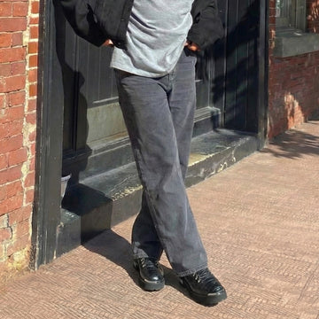 Metal Plate Black Lace-Up Chunky Boots in Croco Textured Leather with Zip Closure By Brune & Bareskin