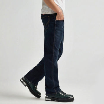 Smokey Finish Chunky Boot in Green Deep Cut Leather