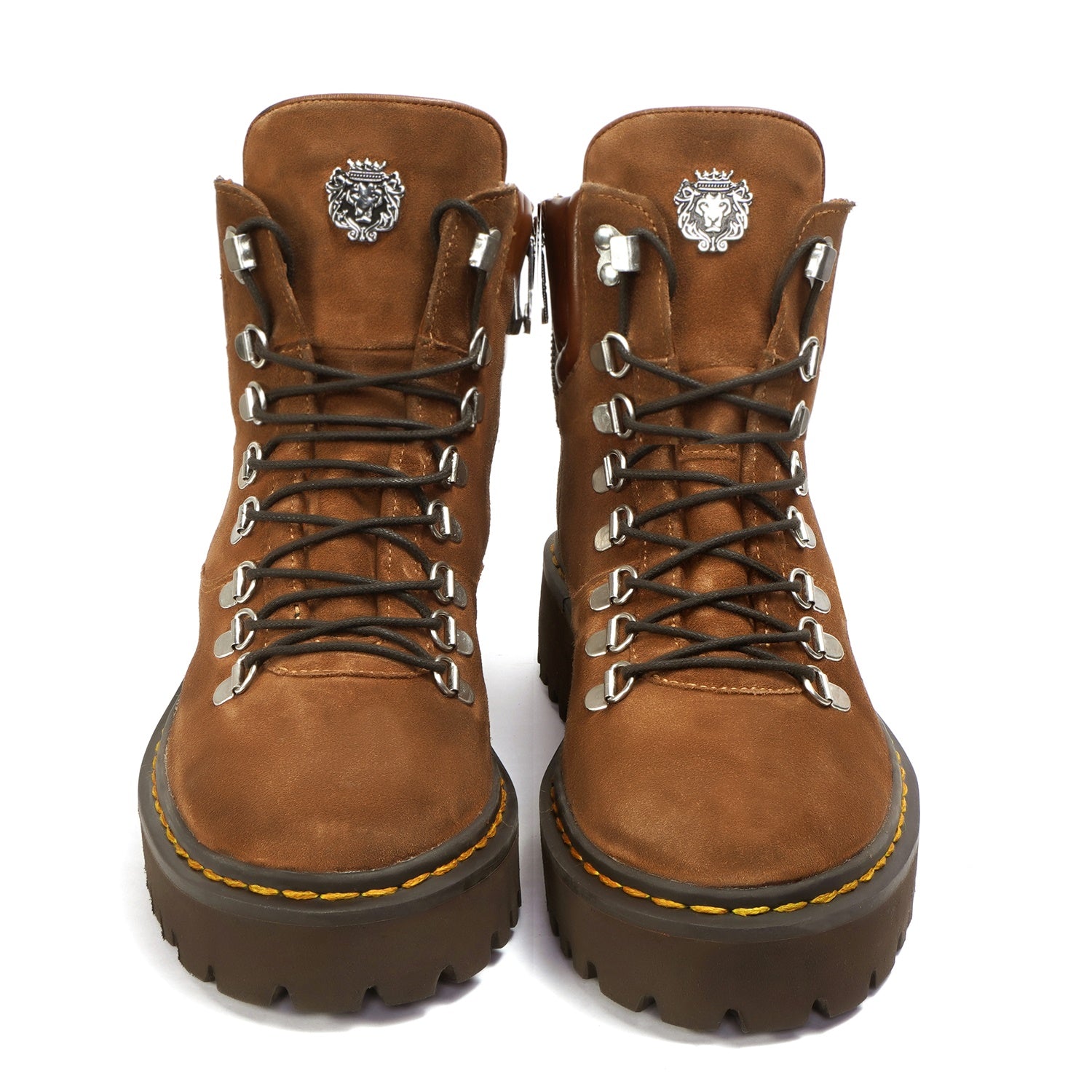 Light-Weight Brown Suede Leather Chunky with Contrasting sole stitchin