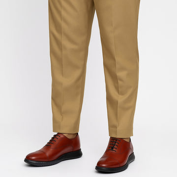 Light Weight Police Uniform Shoe with Sneaker Sole in Cognac Leather