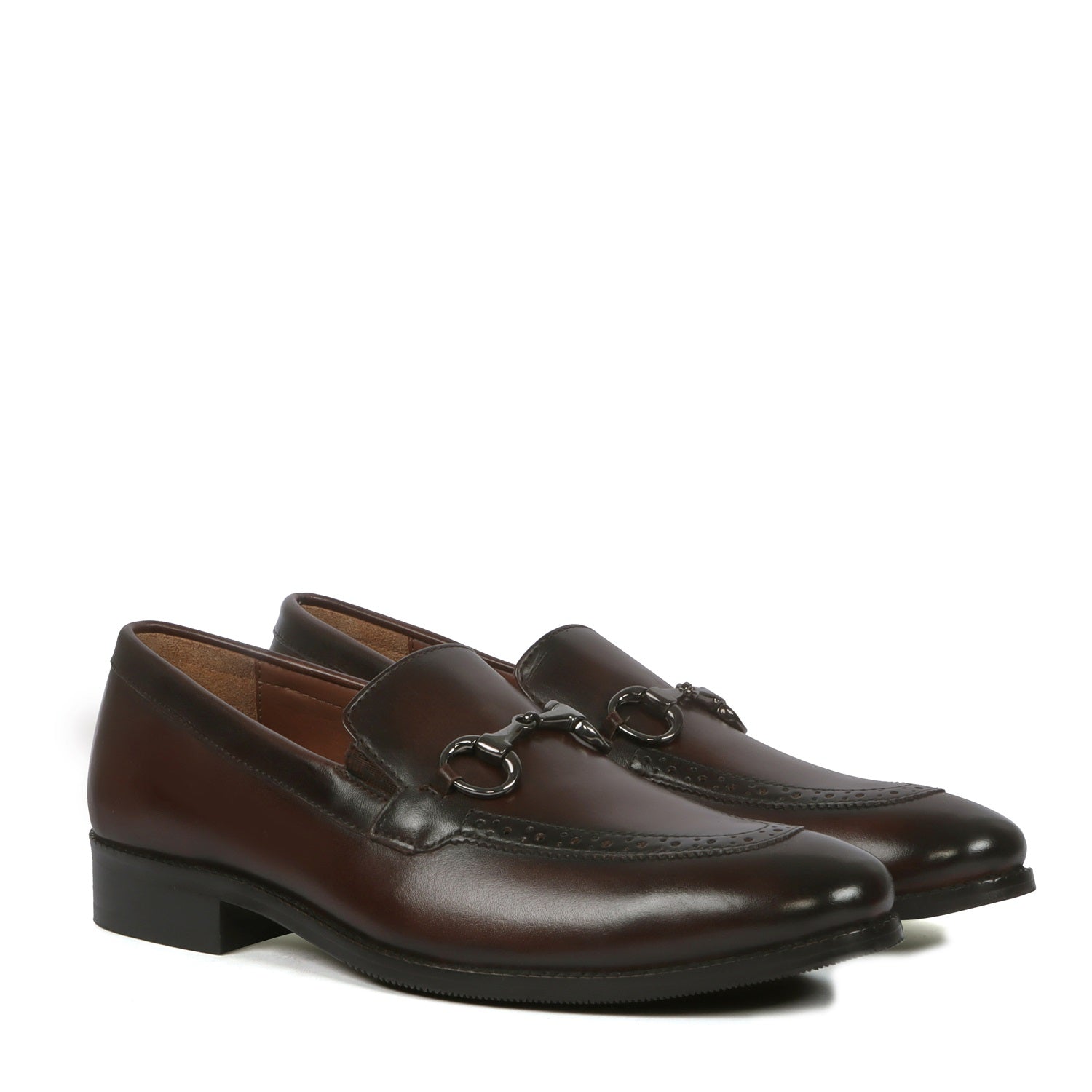 Dark Brown Contrasting Leather Loafers