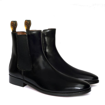 Black Chelsea Boot with Leather Sole