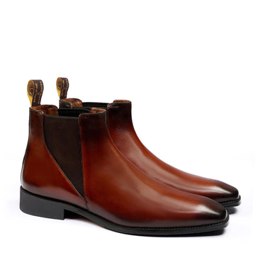 Espresso Leather Chelsea Boot with a Stylish Sharp Elastic Design