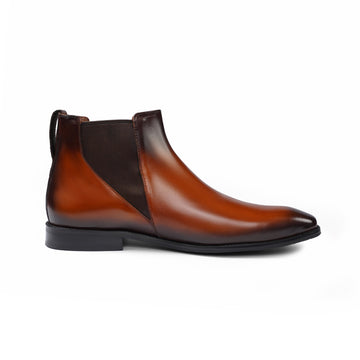 New shape Tan Leather Chelsea Boot by Brune & Bareskin with a Stylish Sharp Elastic Design
