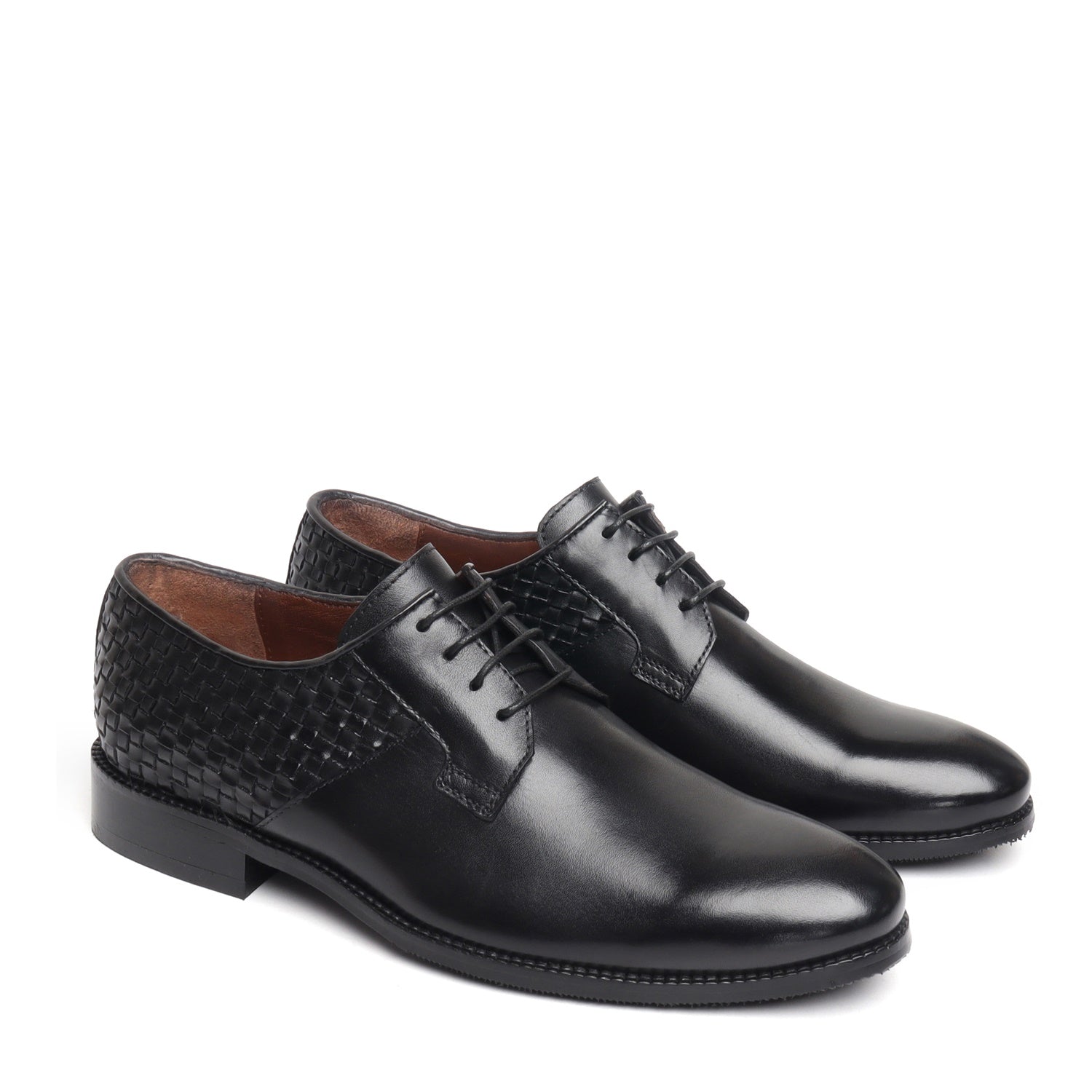 Black Hand weaved Derby lace up Closure formal shoe