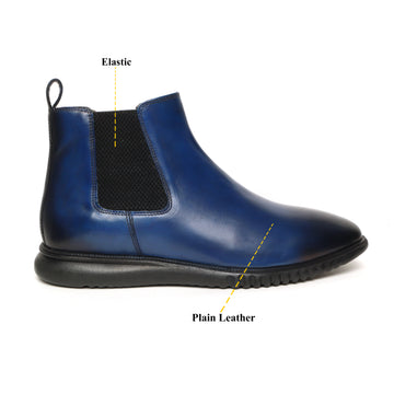 Blue Leather Light Weight Chelsea Boot by Brune & Bareskin