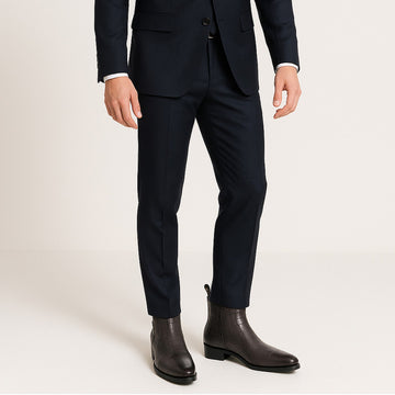 Grey Cowboy Deep Cut Croco Leather Cuban Heel Boots